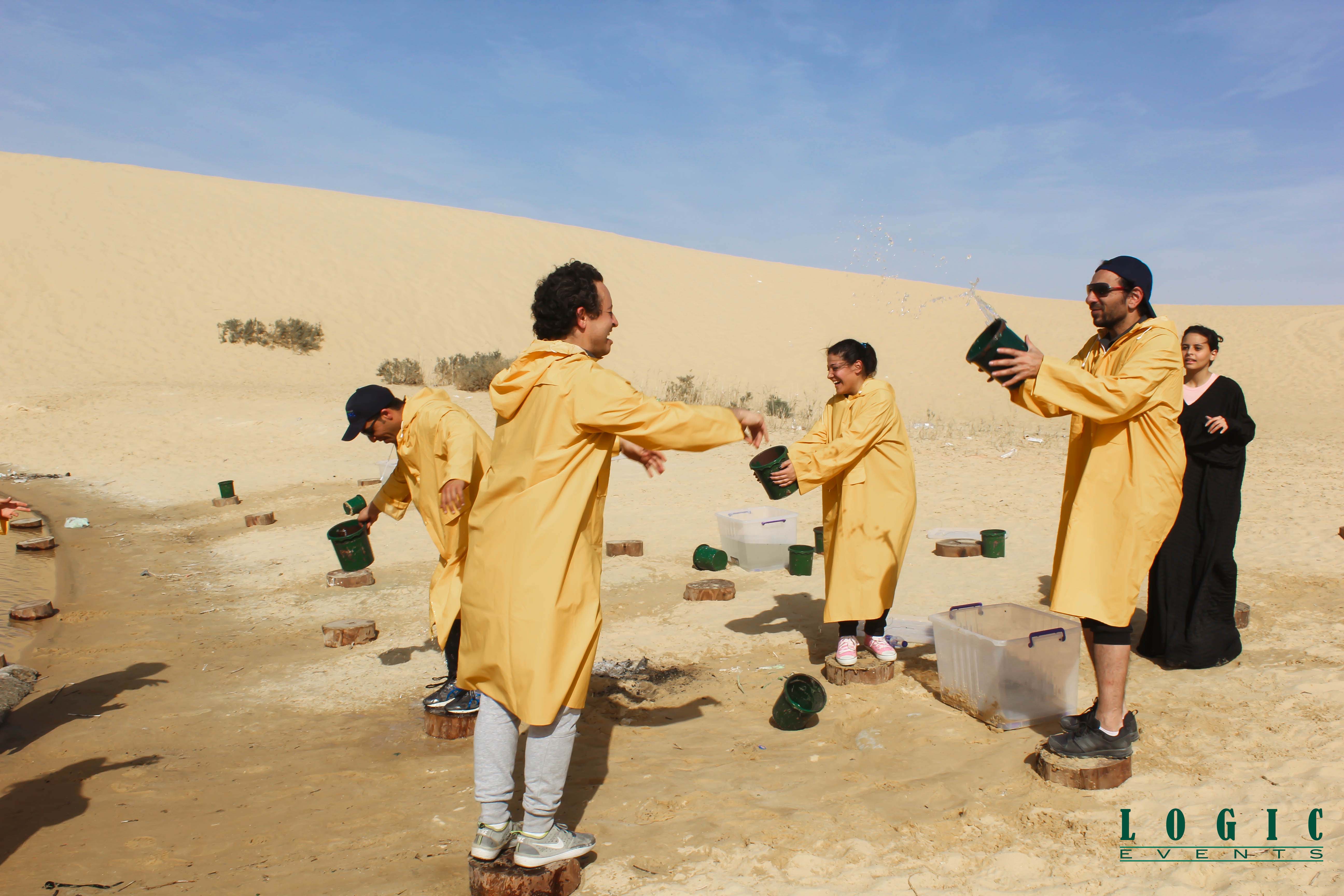 Playing with water in the desert